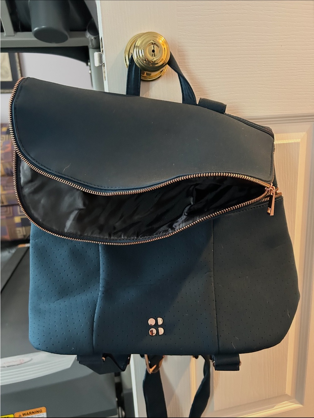 Sweaty Betty black womens Casual Backpack with Rose Gold Hardware